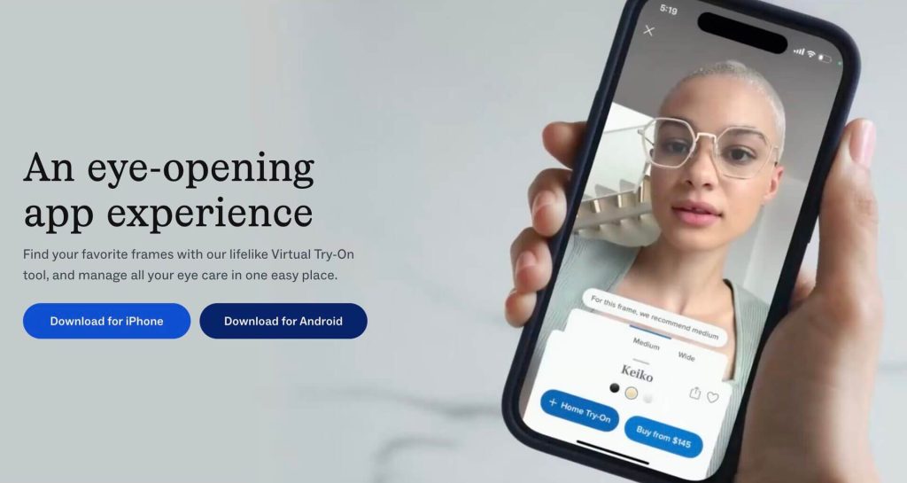 Realtà Aumentata nell'eCommerce: il Virtual Tray-on delll'app di Warby Parker
